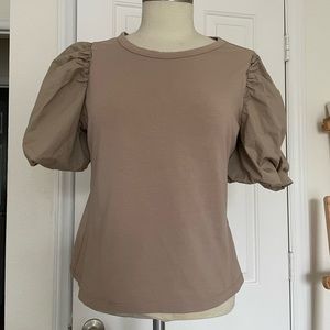 H&M Mauve Puff Sleeve T-Shirt Sz M